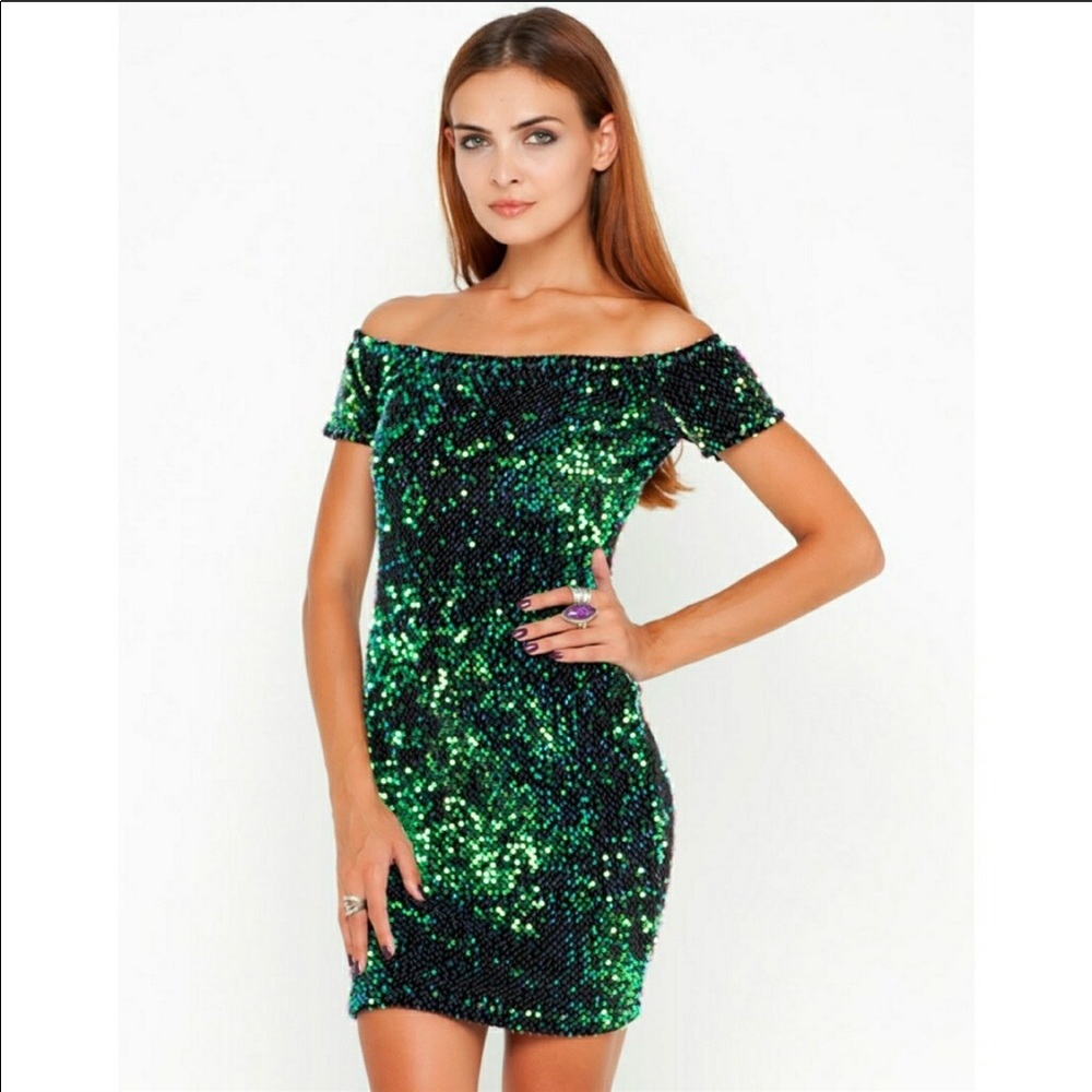 Motel Rocks Green iridescent Motel Debbie Dress
